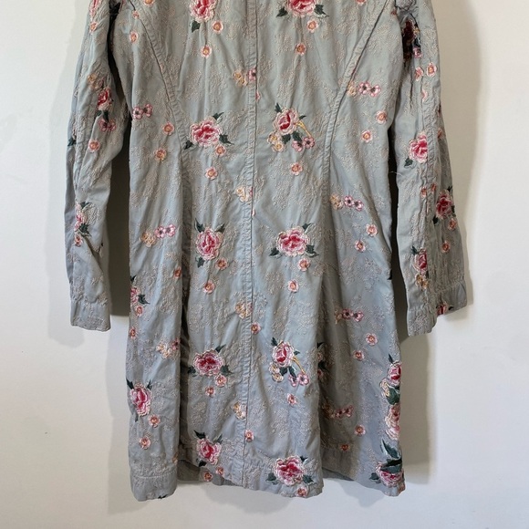 Johnny Was Cotton Embroidered Duster Long Jacket Floral Butterfly Medium - Picture 3 of 9